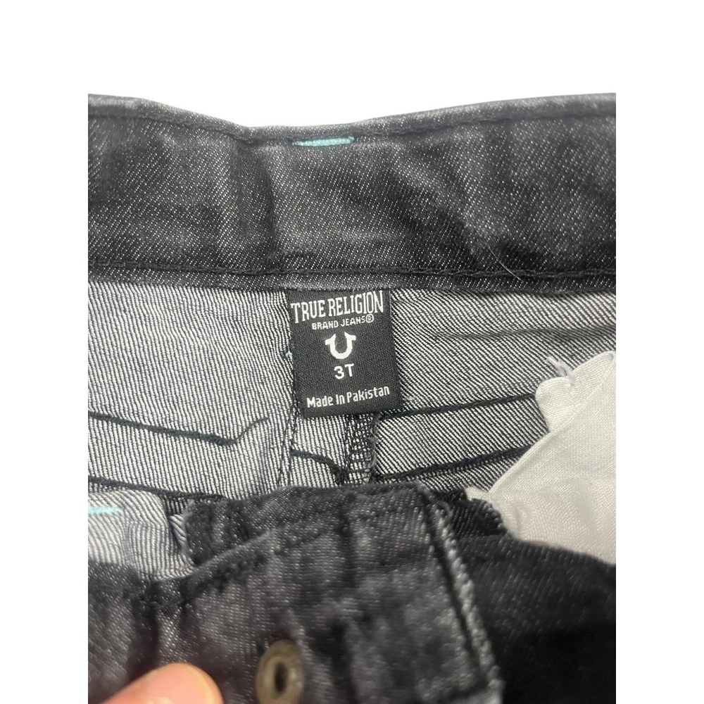 TRUE RELIGION Denim Shorts Kids 3T Distressed Black Cuffed Contrast Stitching - Picture 3 of 9